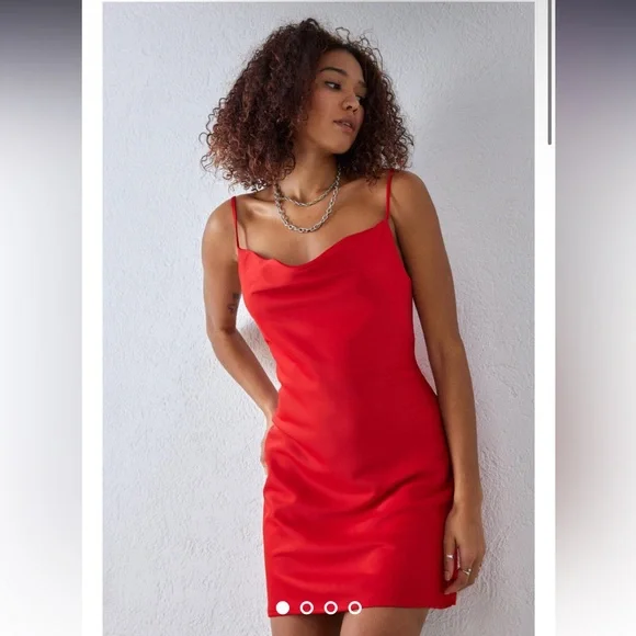 Urban Outfitters Light Before Dark Mallory Cow, Slip Mini Dress in Red